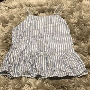 Striped tank with peplum ruffle